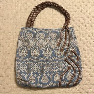 Lucky Penny Blue and Brown Patterned Women's Bag